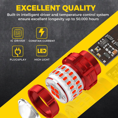 LED Brake Light Bulbs 1156 1157 3157 – Red Stop Tail Parking Lights with 3-Flash Warning, No Error, 2pcs (BA15S BAY15D 7443 3156 P21W)