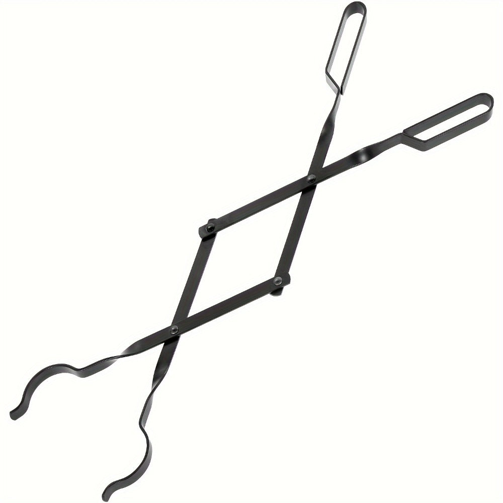 Fireplace Tongs 26 Inch Wrought Iron Log Tongs, Foldable Firewood Tongs with Stainless Steel Tip
