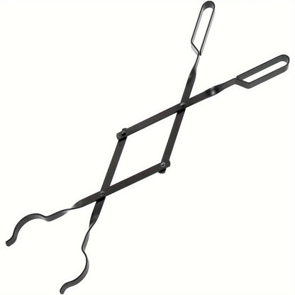 Fireplace Tongs 26 Inch Wrought Iron Log Tongs, Foldable Firewood Tongs with Stainless Steel Tip