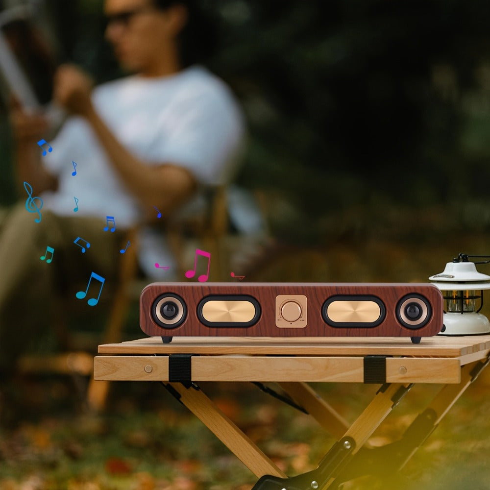 Classic Vintage 10W Bluetooth Desktop Soundbar with Dual 2-Inch Speakers, USB & 3.5mm AUX & TF Card Input