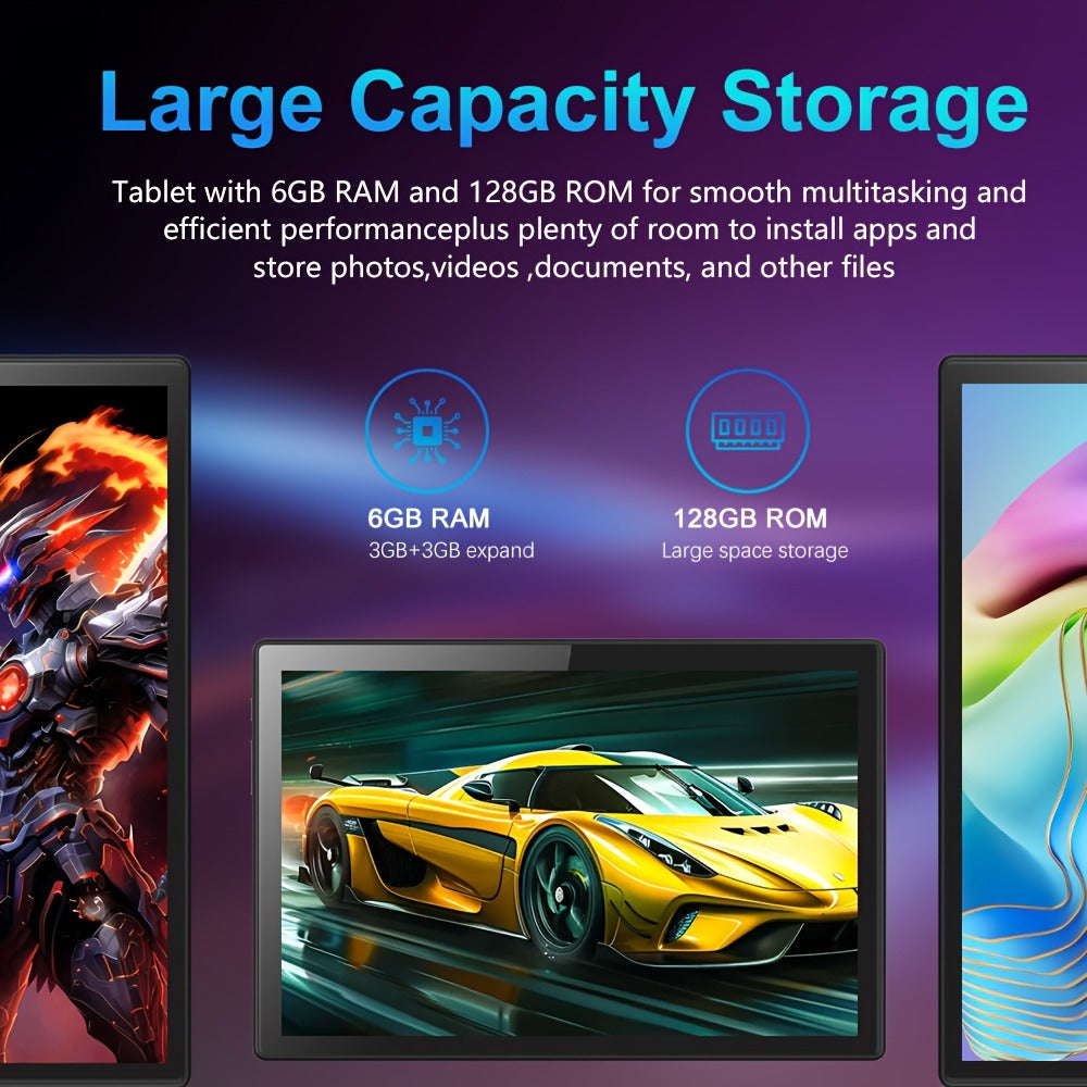 Android Tablet 10.1-Inch Work and Study Bundle with 6GB RAM, 128GB Internal Storage and Keyboard