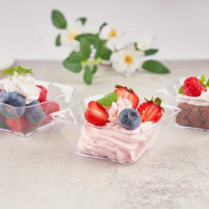 Disposable Tableware Set 400pcs Clear Dessert Plates Cups Forks Spoons Party Supplies for Entryways, Bedrooms and Living Spaces