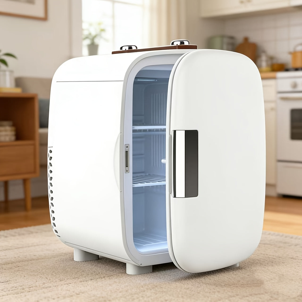Mini Car Refrigerator, 4 Liter Compact Cooler & Warmer with 120V AC & 12V DC, Portable Mini Fridge for Car