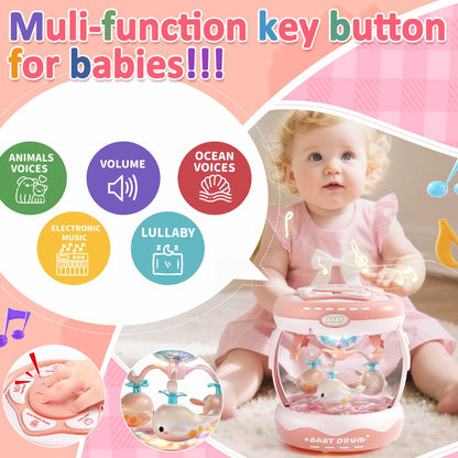 Baby Rotating Projector Music Toy 3 Months+, Interactive Animal Sounds & Lights, Multi-Functional Sensory Learning Toy for Infants