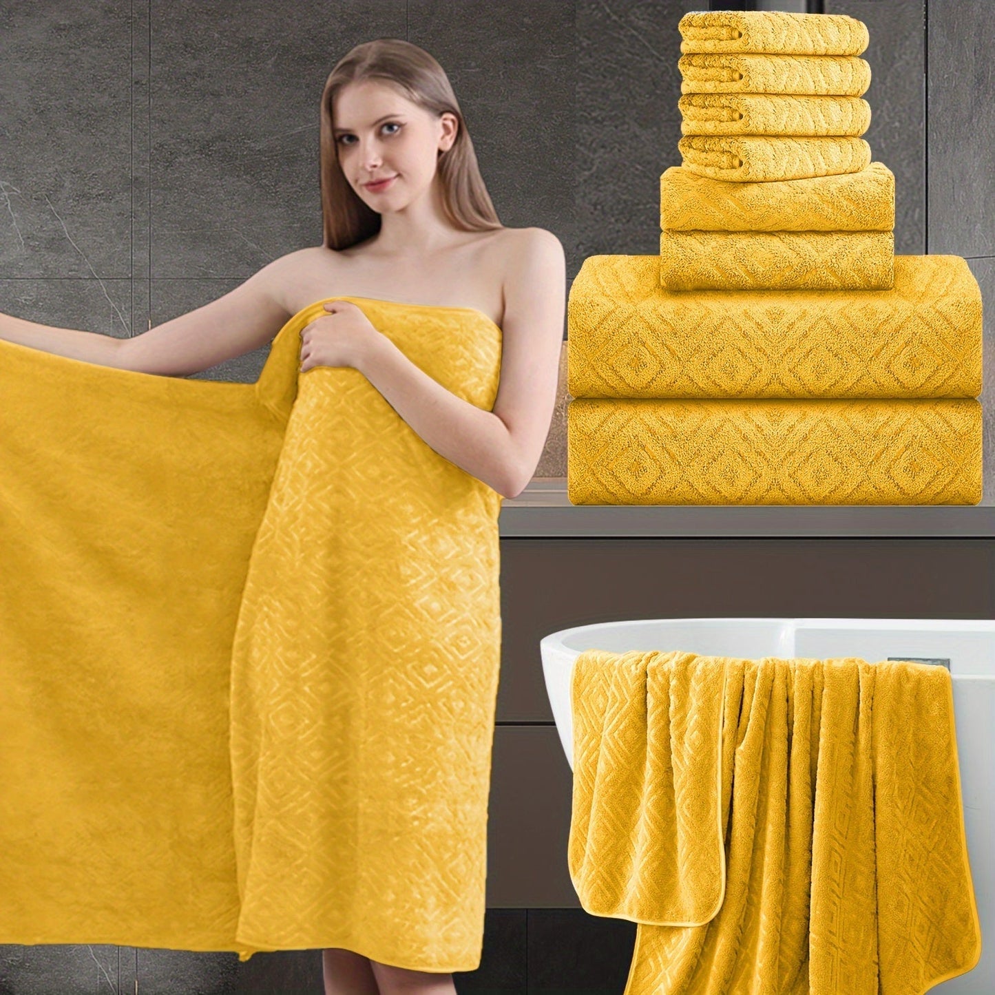 Bath Hand Towels, Towel Set 8 Piece 700GSM with 2 Bath Towels, 2 Hand Towels and 4 Washcloths in 16 Colors for Home and Guest Use
