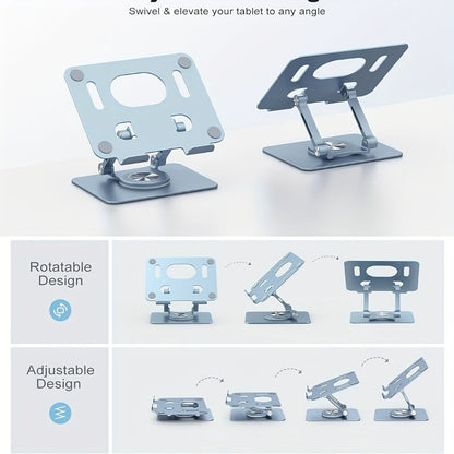 Black or Silver Rotating Tablet Stand with Foldable Metal Desktop Base and 17 × 15 × 11 cm Package Dimensions