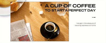 Espresso Cups Set of 6 with Saucers, Spoons & Metal Stand, 4oz Stackable Ceramic Cappuccino Mugs for Double Espresso