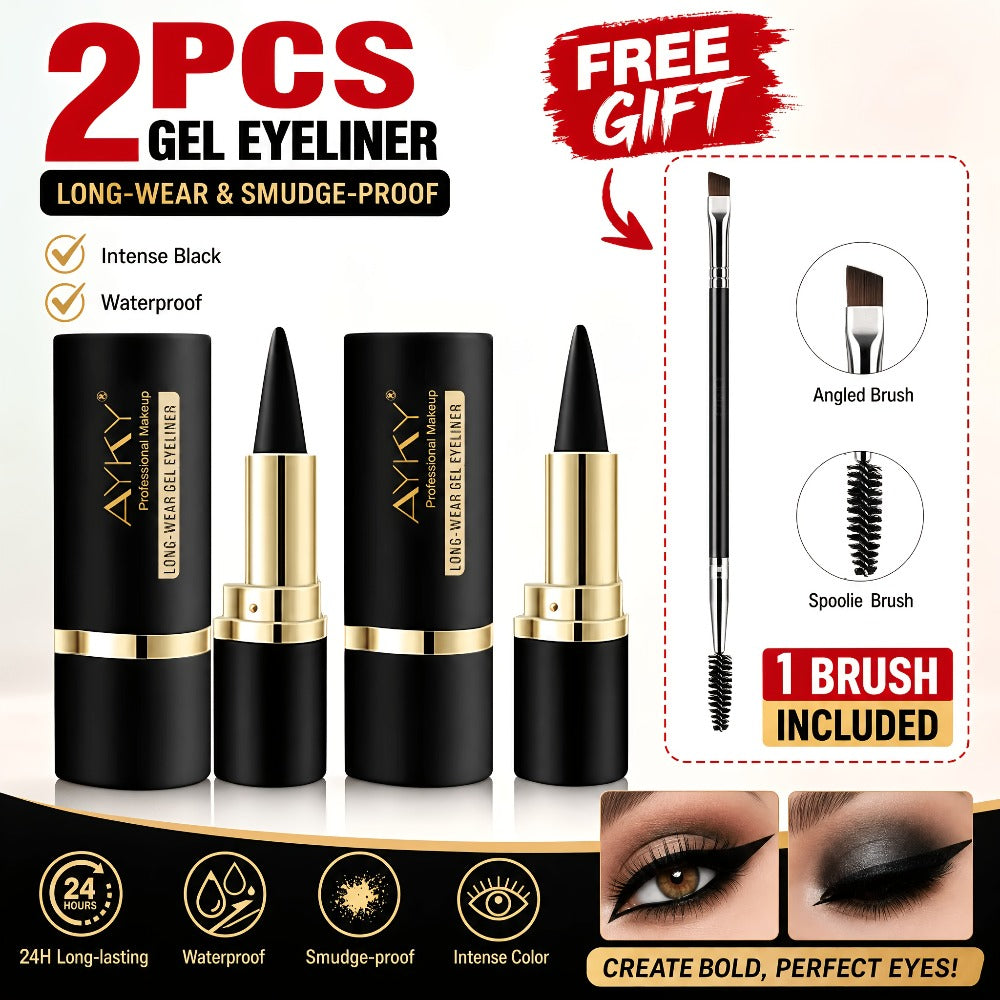 Waterproof Eyeliner Pencil 2-Pack for Women – Smudge-Proof Sweat-Resistant Black Liner, for Makeup, Travel and Everyday Vanity Use