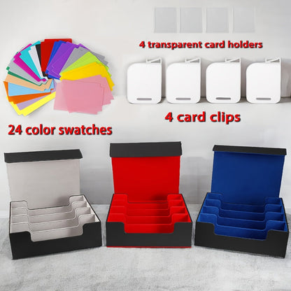 Four-Row Trading Card Storage Box with Magnetic-Style Lid, Two Colors and Pictured 29.5 cm Width