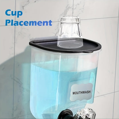 Mouthwash Dispenser Wall Mounted 2-Pack 21 oz Plastic Container - No Electricity Required for an Everyday Personal Care Routine