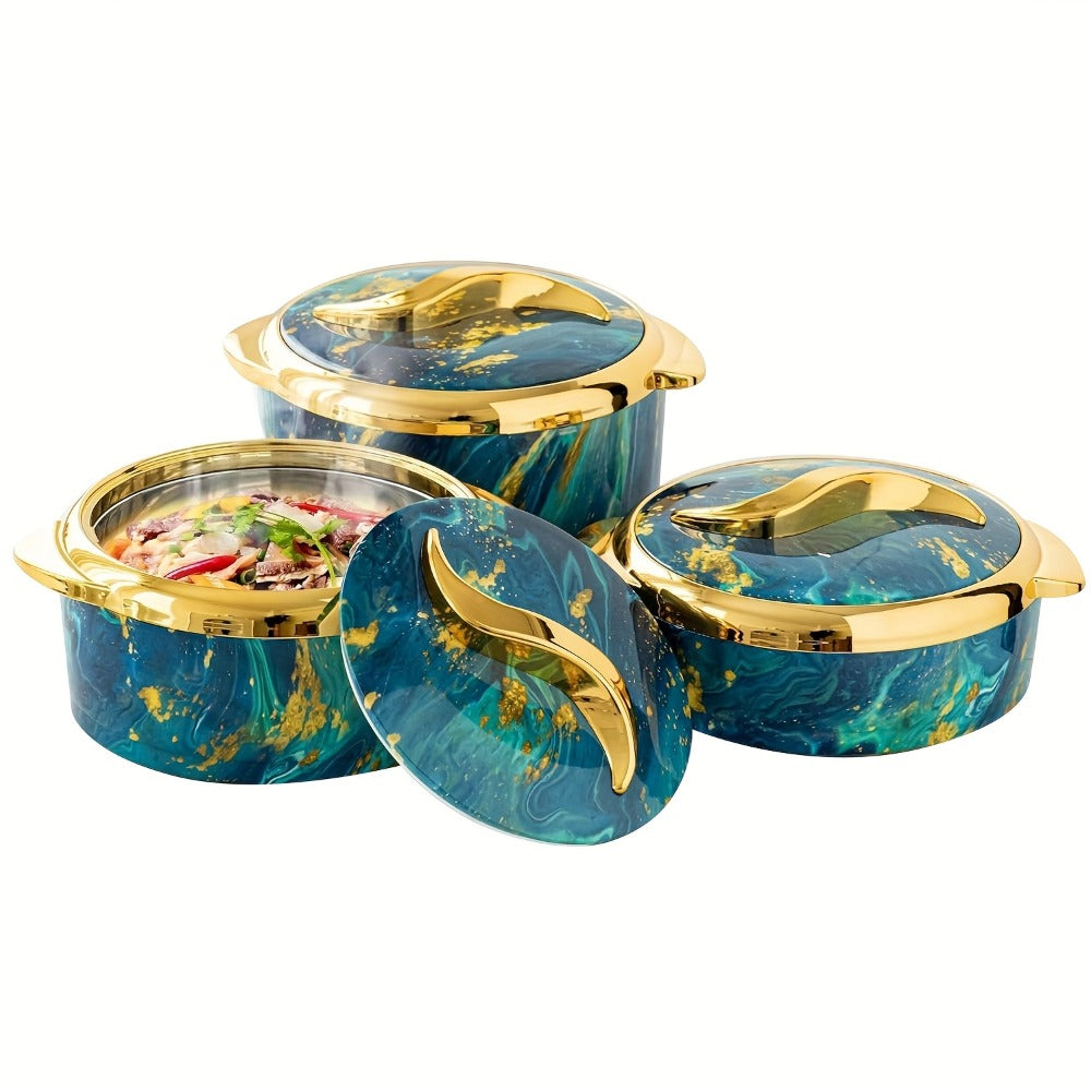 Insulated Casserole Dish Set 3-Piece Thermal Food Warmer with Lids, Stainless Steel Serving Bowls for Hot & Cold Food