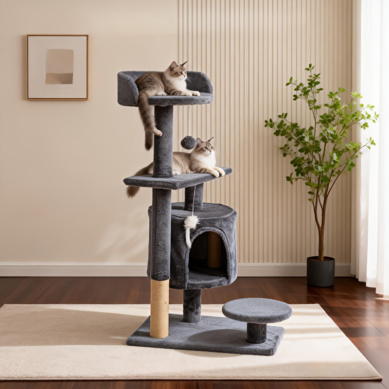 Cat Tree Tower for Indoor Cats Large Multi-Tier with Sisal Scratching Posts, Plush Perches, Hammock, Condo Cave & Hanging Toys