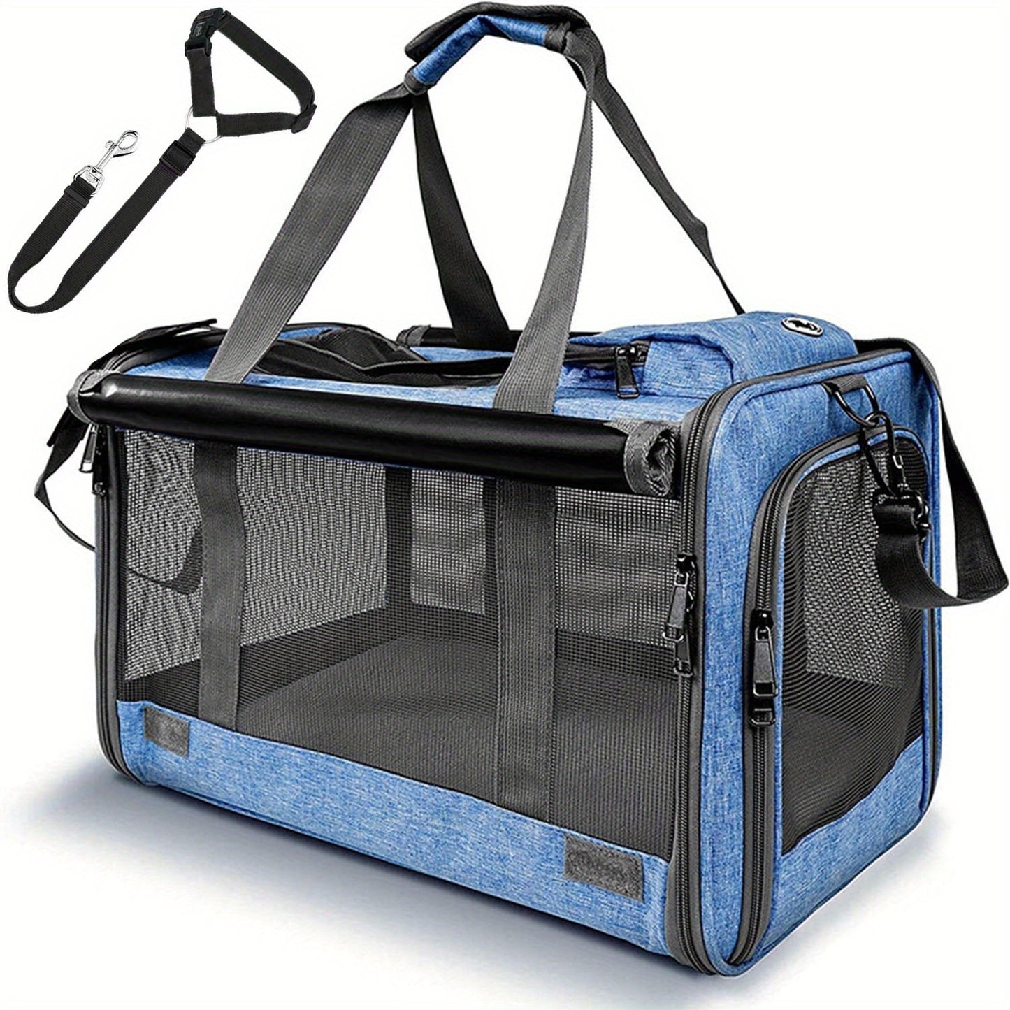 Airline Approved Soft Sided Pet Carrier – Durable Breathable Foldable Travel Bag with Pet Harness Included