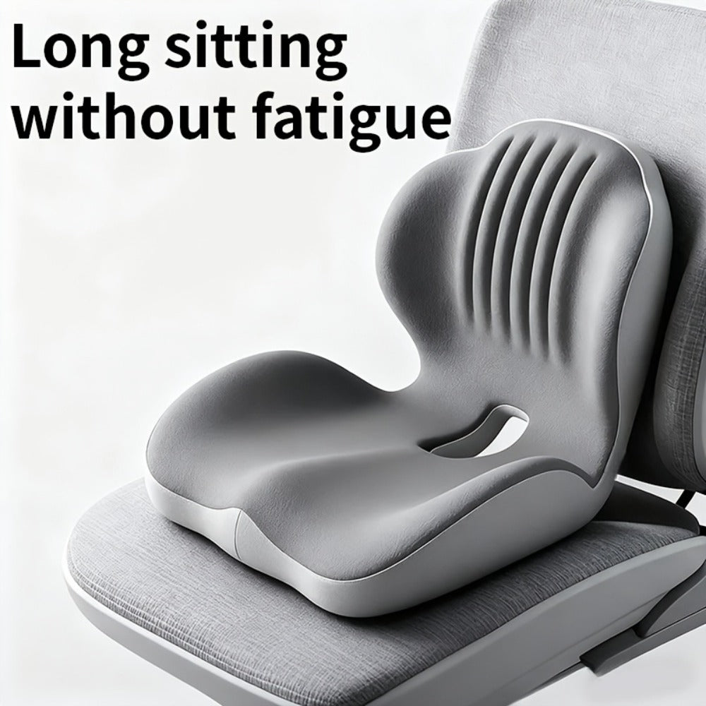 Memory Foam Seat Cushion Ergonomic with Back Support & Breathable Hollow Design – Comfortable Chair Pad for Office, Car Seat & Long Sitting