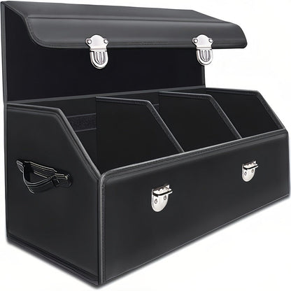 PU Leather Car Organizer Box Foldable Multi-Compartment – Large Capacity Storage for SUV, Truck, Camper & Car Interior