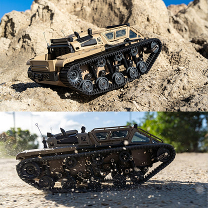 Full-Proportional RC Tracked Tank with LED Lights, Alloy Door Open Military War Vehicle Off-Road Remote Control Tank for Kids Adults