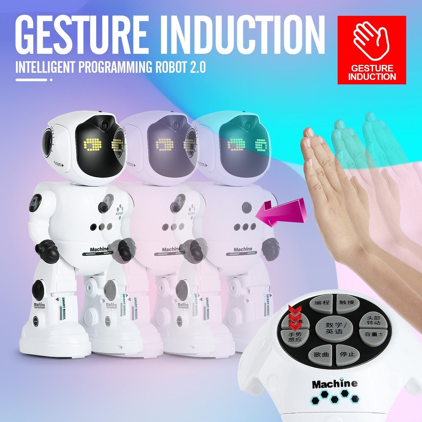 Gesture Control RC Robot Toy for Kids, Voice Recording, Programming, EMO LED Infrared Intelligent Interactive Robot