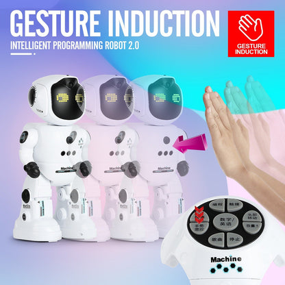 Gesture Control RC Robot Toy for Kids, Voice Recording, Programming, EMO LED Infrared Intelligent Interactive Robot