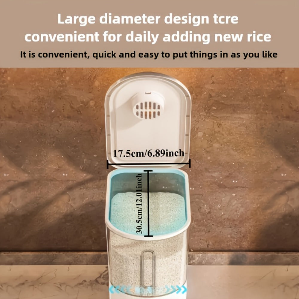 Food Storage Containers PET Rice Bin with Flip-Top Latch, Measuring Cup and 11- or 22-Pound Capacity