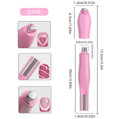 Cat Eye Nail Magnet Set 3Pcs 6-in-1 Magnetic Nail Art Tool – Pentagram Heart Round Cigar Magnets for Cat Eye Gel Polish Linear Star Heart