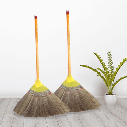 Natural Miscanthus Broom Handmade Thai Style Extra Long Heavy Duty Home Cleaning Broom Asian Grass Soft Bristle Cultural Decor