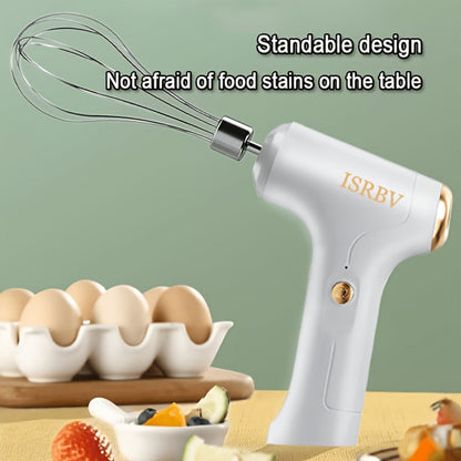 Wireless Electric Whisk Handheld Mixer - Rechargeable Cordless Egg Beater with Vertical Stand Design
