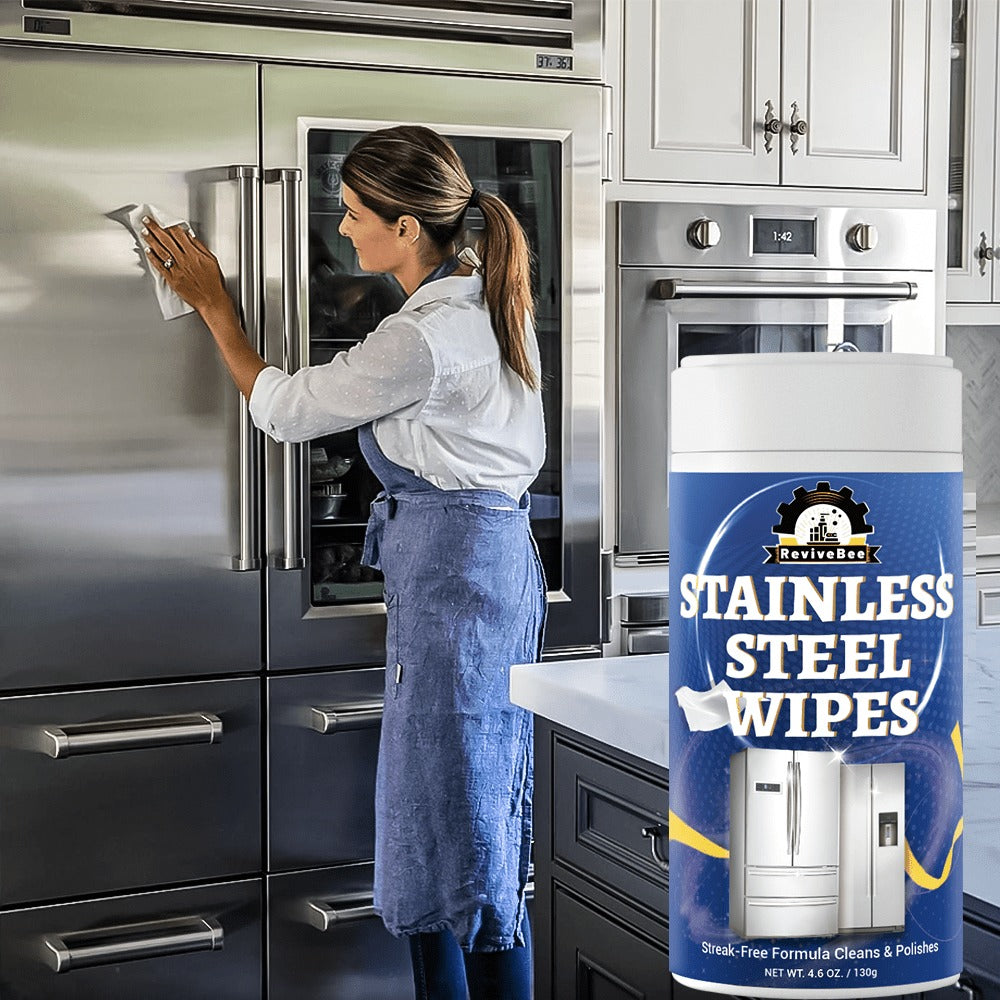 Stainless Steel Cleaning Wipes Kitchen 1 or 2 Barrel – Gentle Formula Safe for Hands, Quick Deep Cleaning of Stainless Steel Appliances