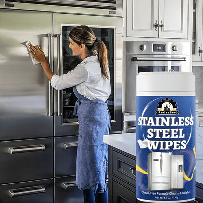 Stainless Steel Cleaning Wipes Kitchen 1 or 2 Barrel – Gentle Formula Safe for Hands, Quick Deep Cleaning of Stainless Steel Appliances