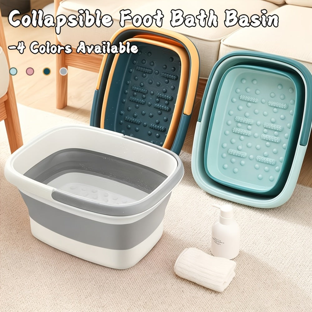 Collapsible Foot Bath Basin 3.96 Gal Foldable Foot Soak Tub with Massage Acupoints Handles Deep Soak Pedicure Home Spa Foot Relief Upgraded