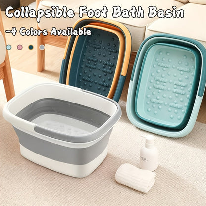 Collapsible Foot Bath Basin 3.96 Gal Foldable Foot Soak Tub with Massage Acupoints Handles Deep Soak Pedicure Home Spa Foot Relief Upgraded