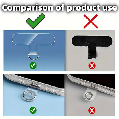 Phone Lanyard Patch 30pcs Transparent TPU Adhesive Pad Metal Buckle Anti-Lost Hook Universal DIY Strap Tether Kit for Phone Cases Keys