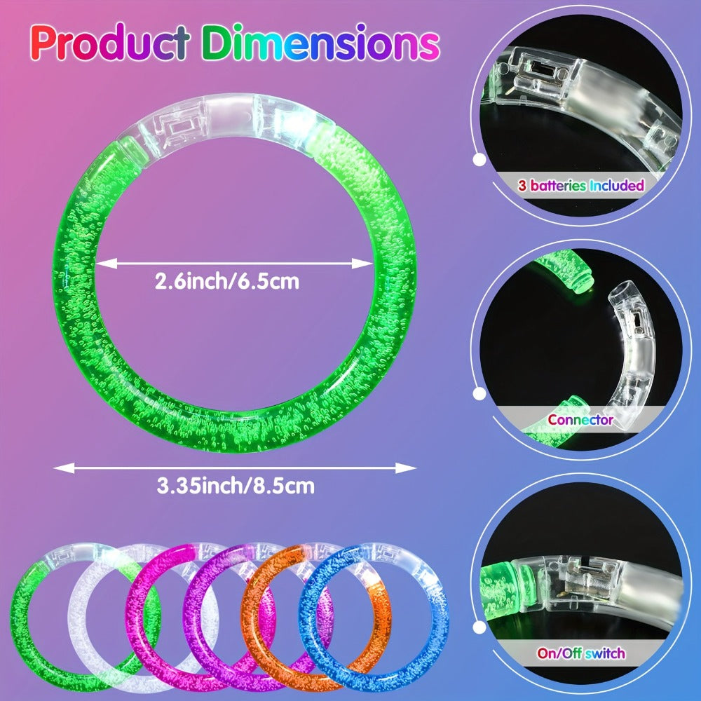 Glow Sticks Bracelets 100pcs 6 Colors LED Flashing Light Up Bracelet Set for Parties, Celebrations and Guest Favors