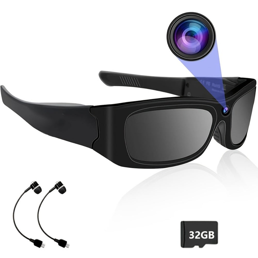 Smart Glasses Camera 1080P HD Video Recording, Built-in 32GB, Music Playback & Phone Call, Wearable Action Camera Sunglasses