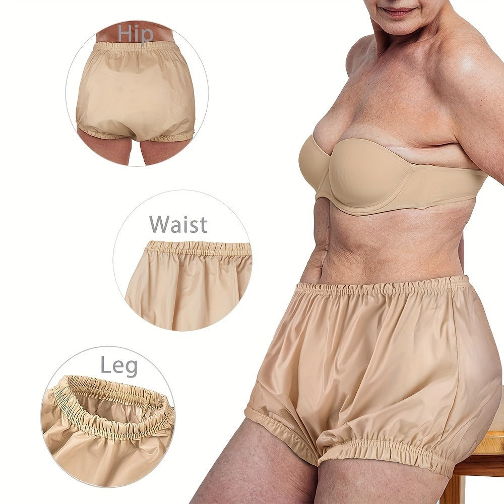 Adult Diaper Cover Reusable Incontinence Pants, Noiseless Nylon Pull-On Leak Protection Underwear for Day & Night