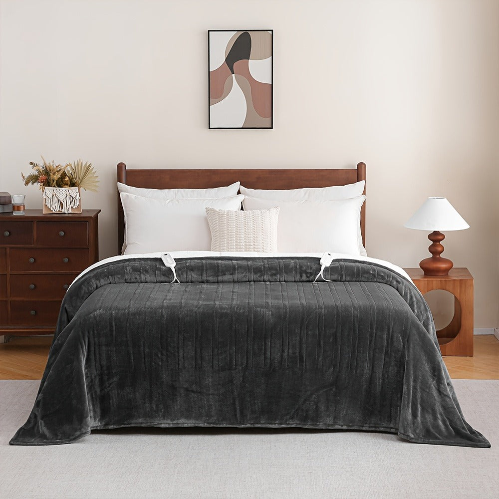 Electric Blanket with Temperature Control and Timer, Extra Large Flannel Heated Blanket, 8 Levels Auto-Off
