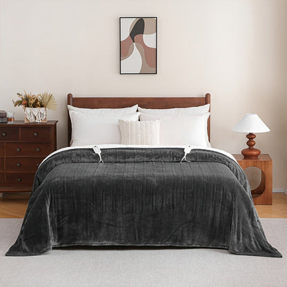 Electric Blanket with Temperature Control and Timer, Extra Large Flannel Heated Blanket, 8 Levels Auto-Off