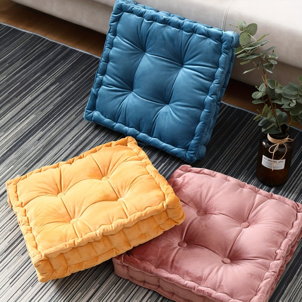 Square Flannel Floor Cushion Thickened Futon Meditation Mat Chair Seat Pad Bay Window Pillow for Entryways, Bedrooms and Living Spaces