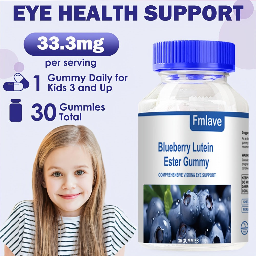 Lutein Eye Health Gummies Blueberry 30-Day Supply - Vision Clarity & Blue Light Protection for Bath Time, Home Spa and Personal Care