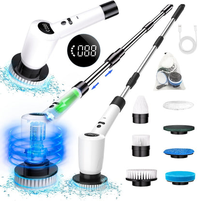 Electric Spin Scrubber 7-in-1 Cordless Rotary Cleaning Brush 7 Interchangeable Heads 3 Speed for Home Cooking, Dining and Outdoor Meals