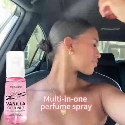 Coconut Vanilla Fragrance Mist Hair & Body Spray – Alcohol-Free with Vitamin E, Argan Oil & Glycerin, Moisturizing Long-Lasting Tropical