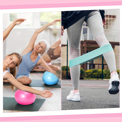 Pilates Ball & Ring Set 14-Piece for Women – Magic Circle, Mini Ball, 8 Resistance Bands, Stretching Strap, Non-Slip Socks & Gym Bag
