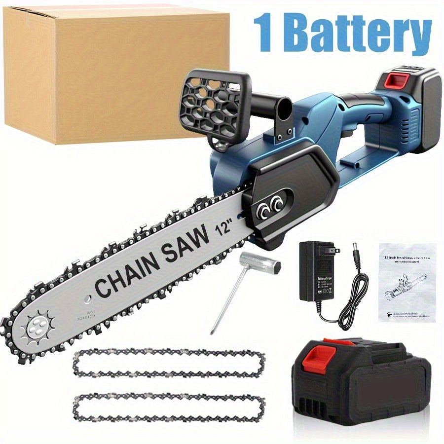 Cordless Chainsaw Brushless Battery for Garden, Patio and Yard Use, with the Listed Configuration