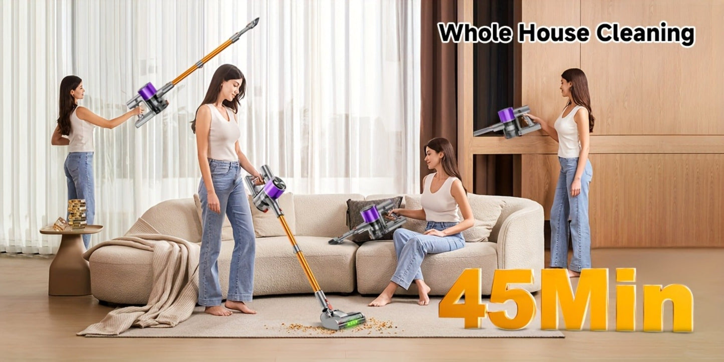 Cordless Vacuum Cleaner 58Kpa Strong Suction 6-in-1 Rechargeable Stick Vacuum for Entryways, Bedrooms and Living Spaces