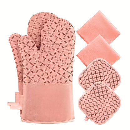 Oven Mitts and Pot Holders Set 6 Piece Heat Resistant Kitchen Gloves Cooking Mitts with Potholder