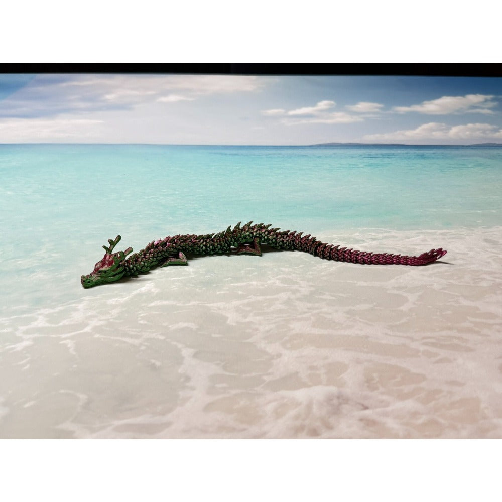 3D Printed Articulated Dragon Figurine 35.4" Giant Poseable Chinese Dragon Collectible Sculpture