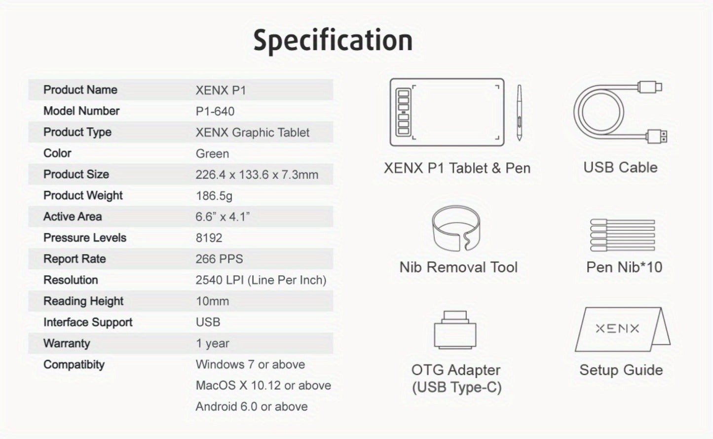 Graphics Drawing Tablet XENX P1-640 8192 Pressure Sensitivity 6 Hot Keys 6.6x4.1 Inch Active Area for an Everyday Personal Care Routine