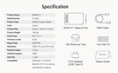Graphics Drawing Tablet XENX P1-640 8192 Pressure Sensitivity 6 Hot Keys 6.6x4.1 Inch Active Area for an Everyday Personal Care Routine