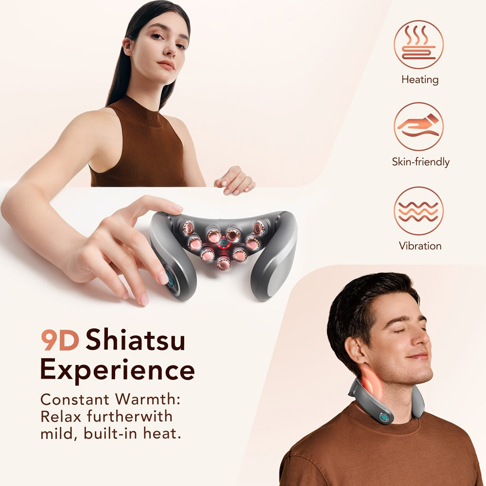 Neck Massager with Heat Cordless Electric Kneading, Wearable Hands-Free Portable Neck Shoulder Massager USB Rechargeable