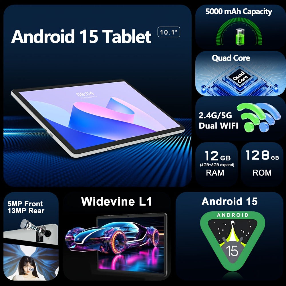 CRELANDER 2-in-1 Tablet 10 Inch 12GB RAM 128GB ROM, W30 Pro 2025 Android Tablet with Keyboard Mouse Stylus Case