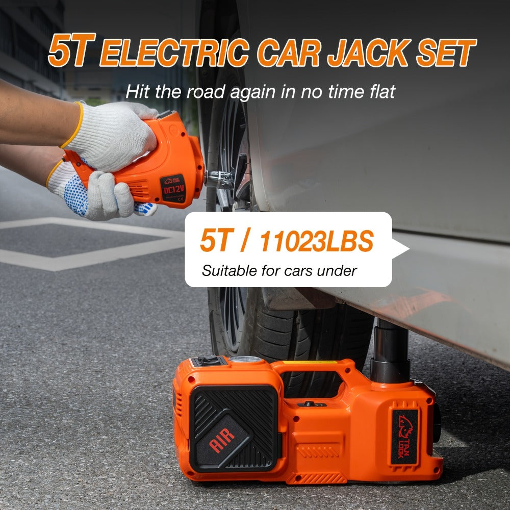 5 Ton Electric Hydraulic Car Jack with Built-in Air Pump – Portable Car Lift for SUV MPV Truck, Tire Replacement & Emergency Roadside Use